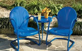 We powder coat lawn furniture blue!