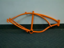 Northeast Ohio Bicycle frame powder coating in orange!