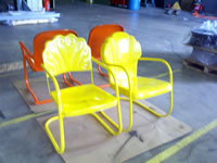 Powder coating red and yellow!